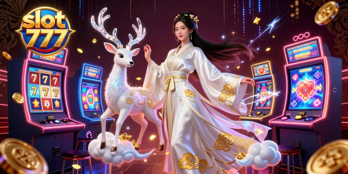 Spin and win big with slot 777 in this vibrant casino-themed digital art illustration.