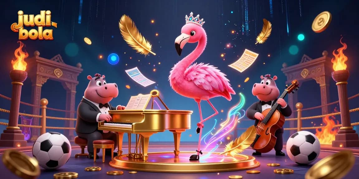Engage in judi bola with dynamic betting elements, showcasing vibrant characters and casino ambiance.