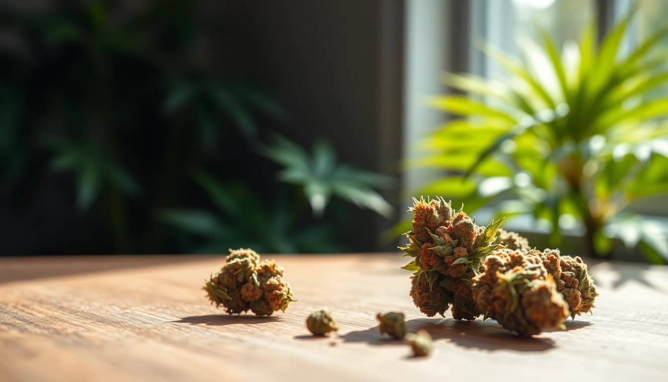 Learn how to buy weeds online with vibrant cannabis buds in a peaceful setting.