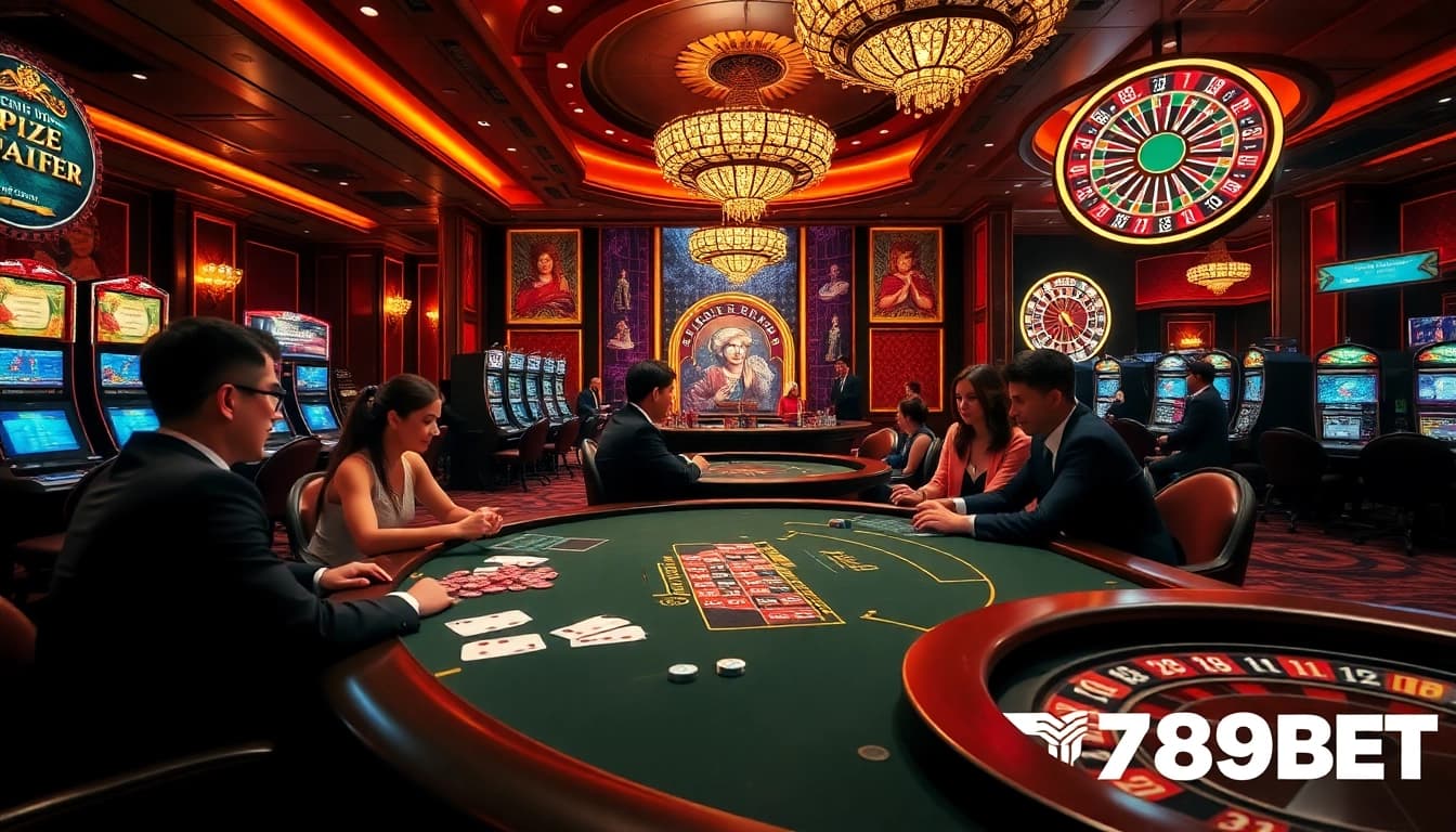 Winning at 789BET with vibrant casino tables showcasing thrilling gambling experiences.