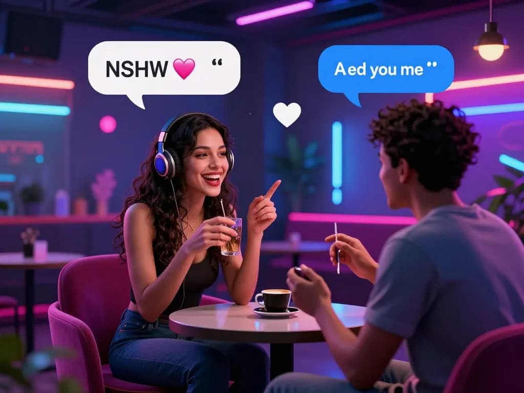 Engaging NSFW AI chat scene showcasing a vibrant virtual environment filled with playful avatars and flirty conversations.