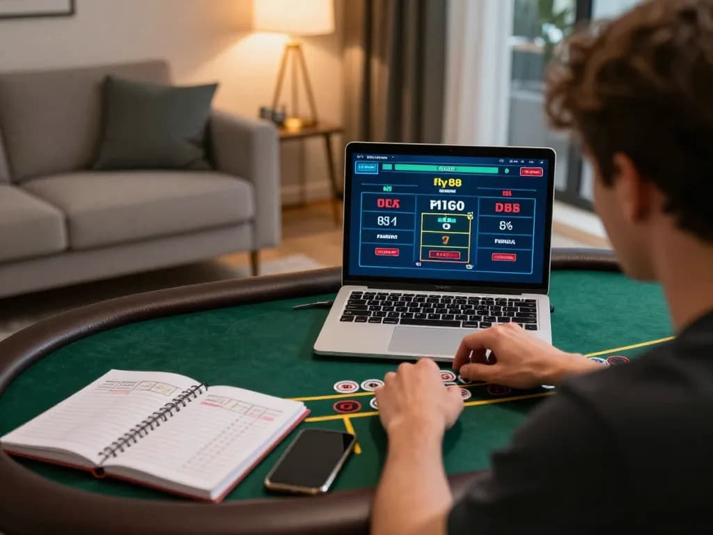 Player engaging in live dealer blackjack at fly88 online casino with warm, inviting atmosphere