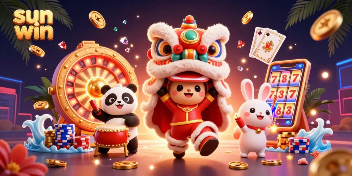 Play exciting games with sun win. Experience vibrant casino action in a captivating illustration.