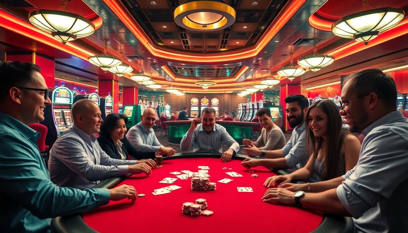 Engaging scene of players enjoying as38 game online as38 at a lively casino poker table.