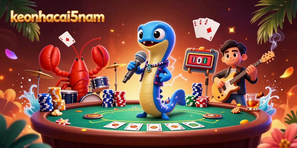 Experience thrilling action at keonhacai5nam as the 3D electric eel DJ entertains with poker excitement.