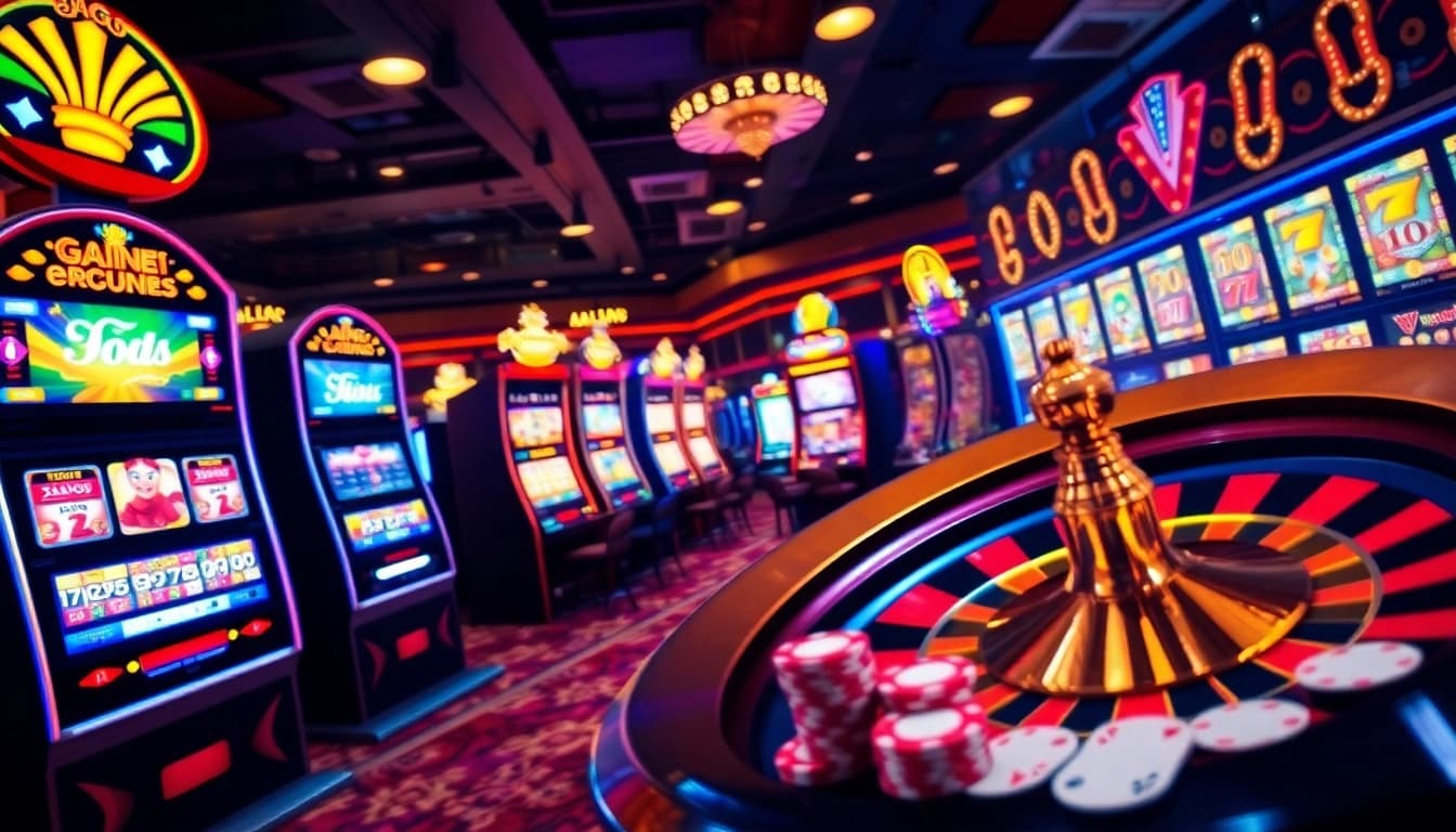 Experience the thrill of demo slot pragmatic with vibrant slots and a bustling casino atmosphere.