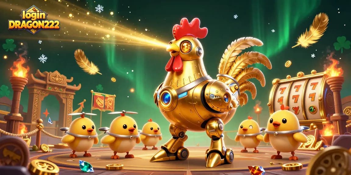 Engage with the slot world at login DRAGON222 featuring a golden robot and dynamic gaming elements.
