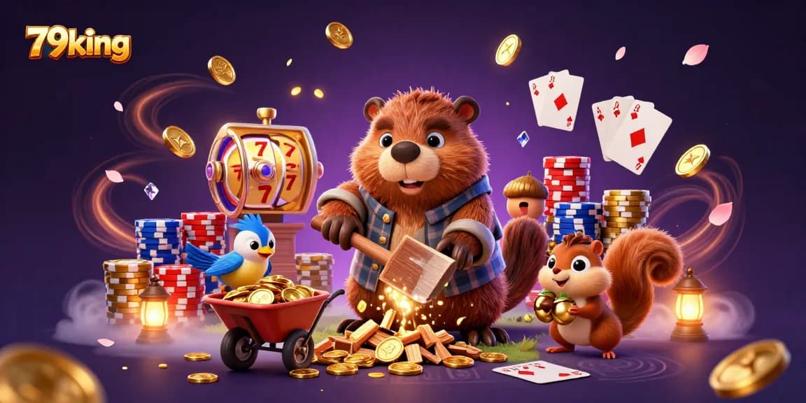 79king showcases a vibrant casino world where a beaver collects golden coins amidst dynamic gaming elements.