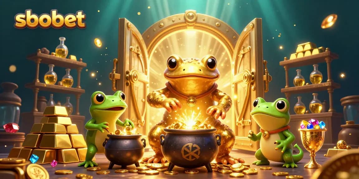 Experience sbobet with a cartoon alchemist revealing hidden treasures in this vibrant casino scene.