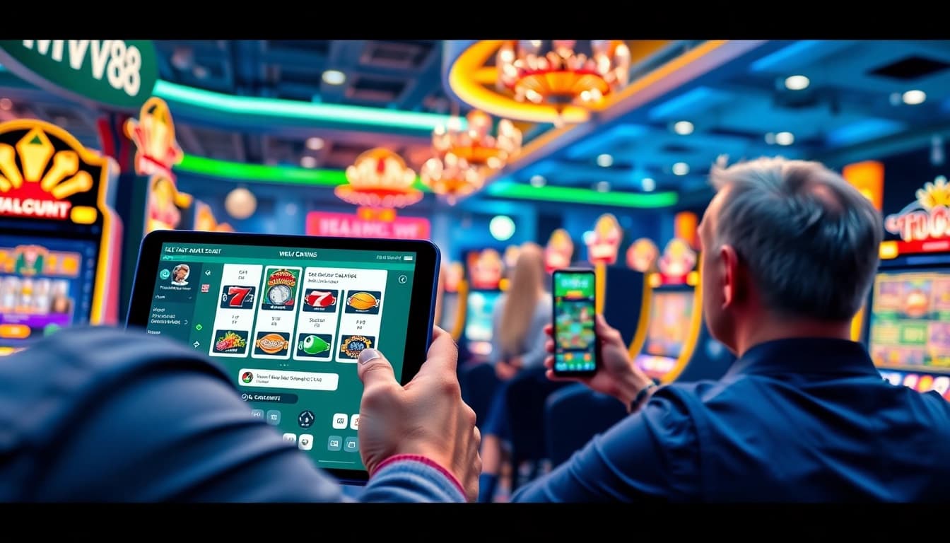 Engaging players interacting with the MV88 game online betting interface.