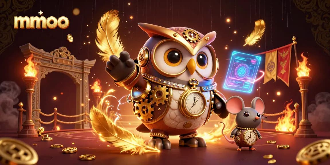 Experience mmoo's dynamic casino atmosphere with cartoon characters engaging in a lively gambling scene.