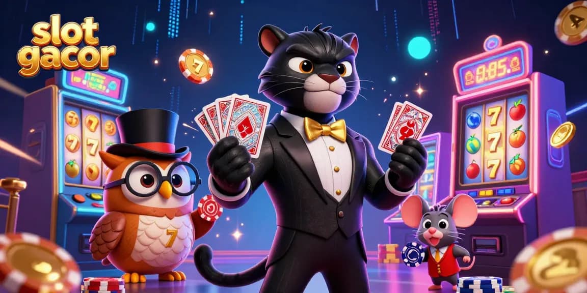 Slot gacor menggambarkan panther stylish, burung hantu, dan tikus hoki di kasino.