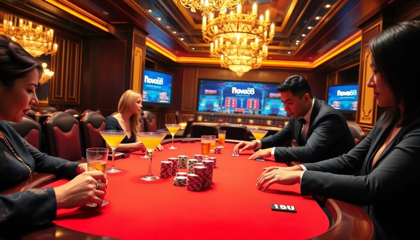 Experience the thrill of poker at nhà cái nova88 with vibrant chips and competitive gameplay.