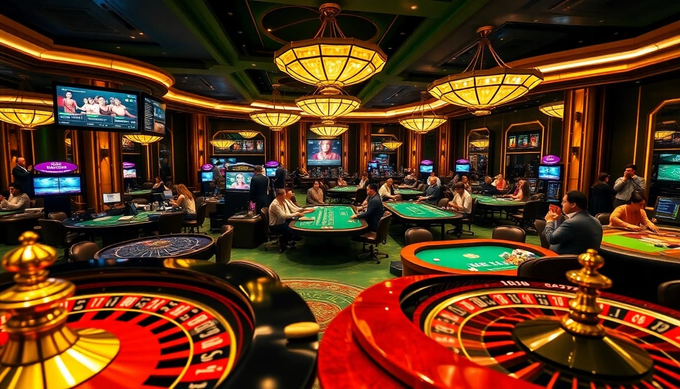 Experience the thrilling games at new88bet casino with vibrant tables and excited players.