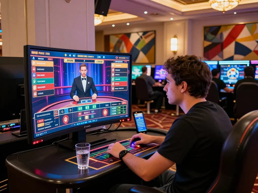 Online gambling excitement at 8kbetcom.club with vibrant gaming interface and modern casino ambiance.