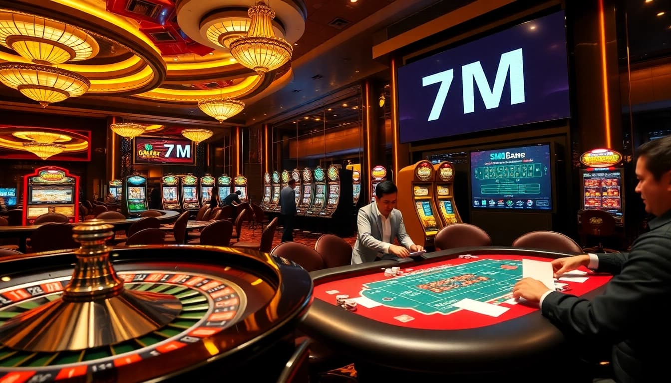 Experience the excitement of gambling at 7m with vibrant casino tables and action-packed games.