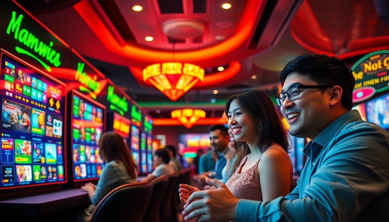 Engaging players immersed in the MV88 game platform with vibrant visuals and a modern interface.
