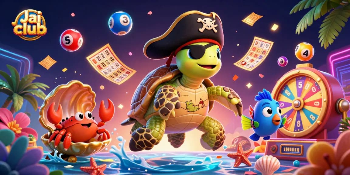 Join the thrilling action at Jai club with vibrant lottery elements, including bouncing balls and prize wheels.