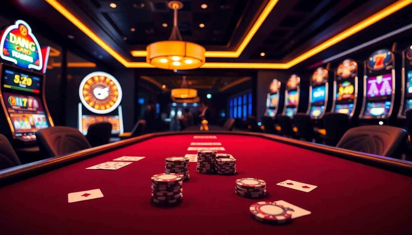 A thrilling poker scene at trang chủ tobet88 featuring a professional setup with cards and chips.