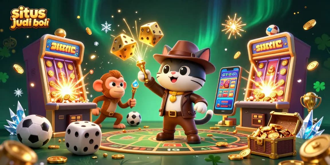 Generate winning strategies with situs judi bola through a vibrant 3D casino scene filled with excitement.