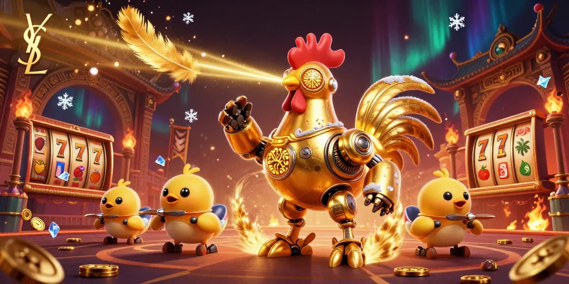 Experience thrilling gameplay with ysl’s vibrant casino scene featuring a golden rooster and fortune elements.
