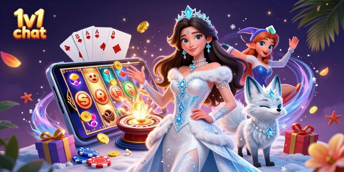 Engage in 1v1 chat with stunning visual elements of casino-themed excitement and connection.