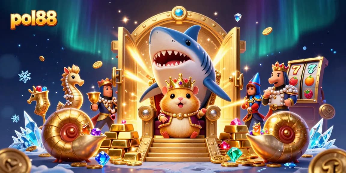Gambarkan pol88 bermain slot dengan jackpot dalam suasana istana dengan harta karun yang berkilauan.