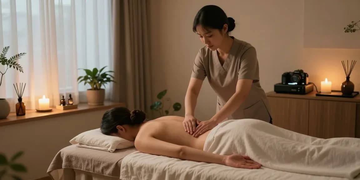 계산동출장안마 마사지 중인 전문 테라피스트와 편안한 마사지 테이블의 고급스러운 모습