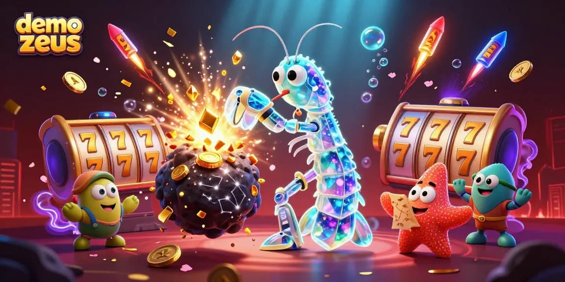 Experience intense action with demo slot zeus as colorful slot reels spin amidst cosmic explosions.