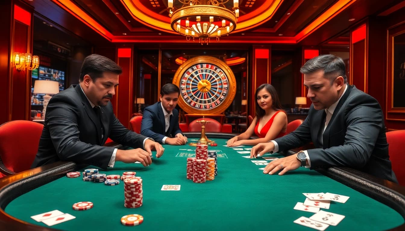 Intense poker action blending traditional and online gambling elements at https://rr88.navy/.