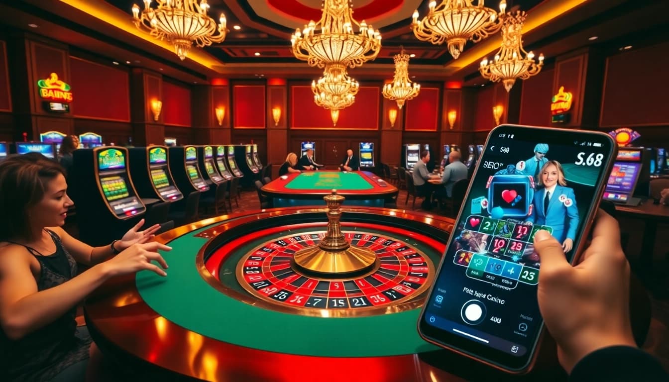 Winning at the S8 casino with players cheering around roulette and poker tables.