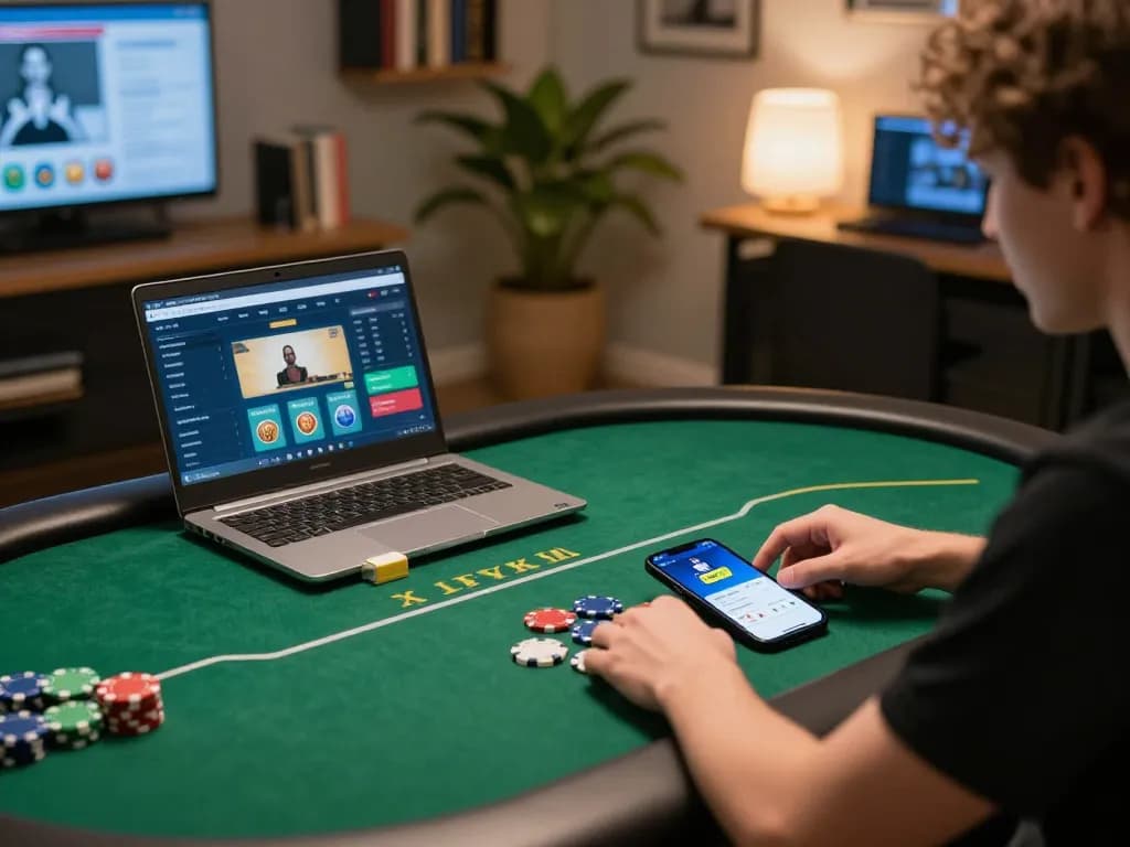 Person enjoying an online poker game with the FLY88 app on their smartphone.