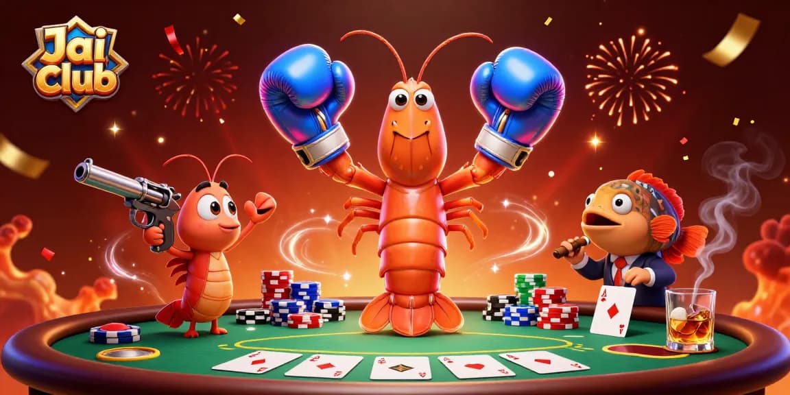 Engage in thrilling poker with Jai club characters showcasing excitement and gameplay dynamism.