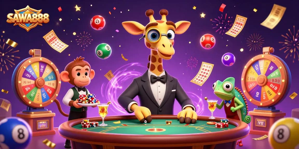 Experience the excitement of SAWA888 with vibrant characters and captivating casino elements.