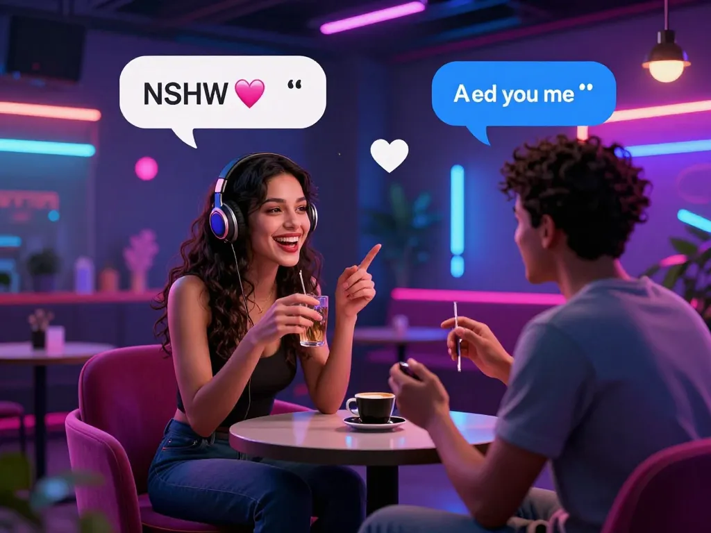 Engaging NSFW AI chat scene showcasing a vibrant virtual environment filled with playful avatars and flirty conversations.