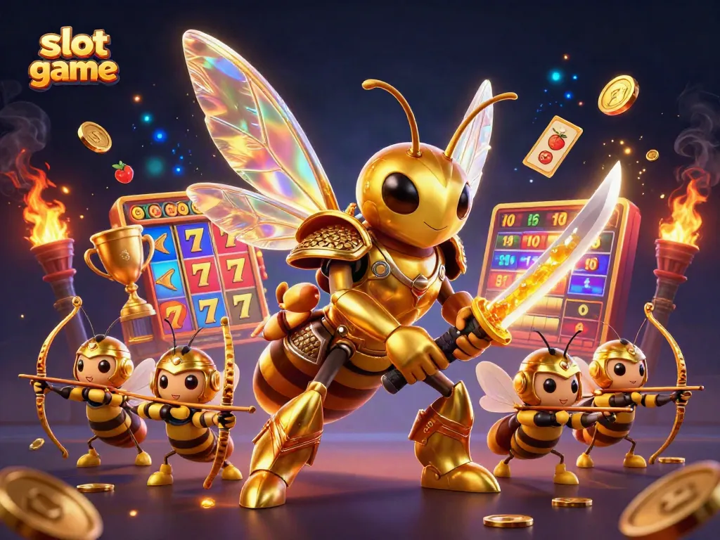 Engage with thrilling slot game action featuring vibrant slot reels and dynamic golden elements.