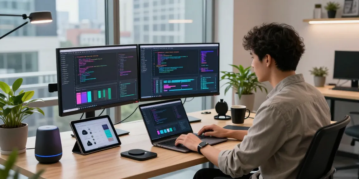 Developer optimizing cika4d software in a modern workspace with vibrant screens and innovative tech elements.