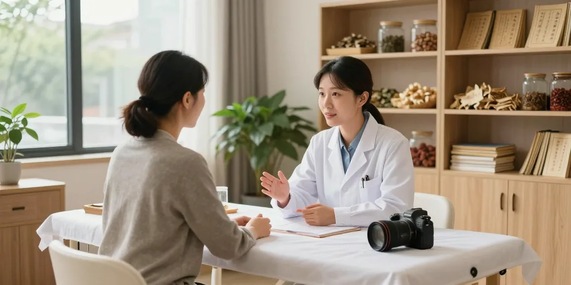 Consultation at 영통한의원 with a patient in a serene clinic environment.