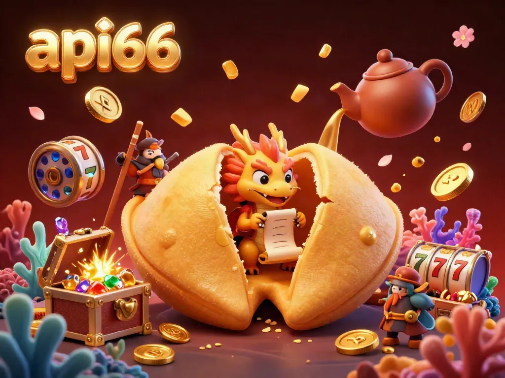 Win big at api66 with a vibrant casino-themed illustration featuring golden treasures and game elements.