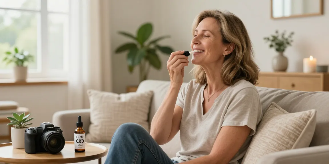 Applying CBD North CBD oil for relaxation in a serene Canadian living room