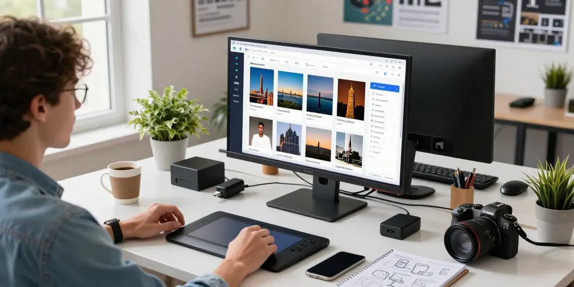 Analyzing images with a free AI image detector in a modern tech workspace.