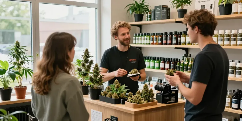 Cannabis in Soltau: customers exploring a local grow shop.