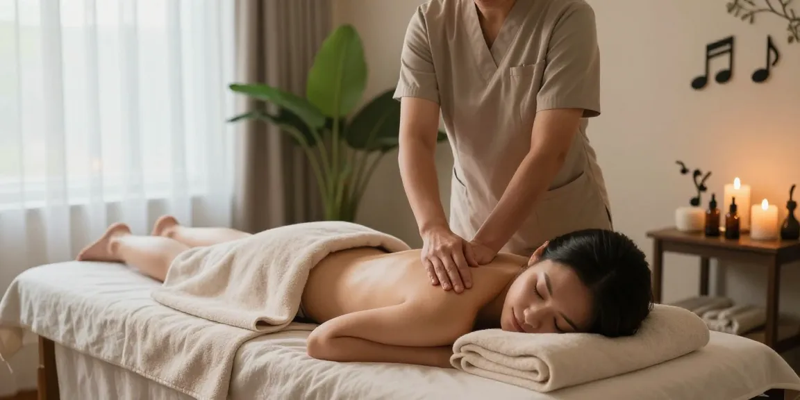 Relaxing Swedish massage therapy session in a serene spa environment, with a therapist providing soothing care.