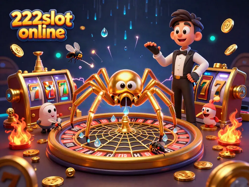 Permainan slot online di 222slot online dengan karakter kartun dan suasana kasino yang menarik.