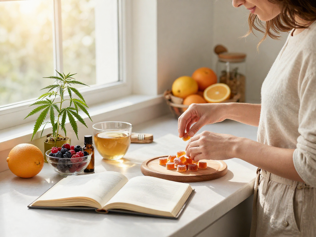 Discover premium weed gummies and natural wellness products in a bright, inviting kitchen.