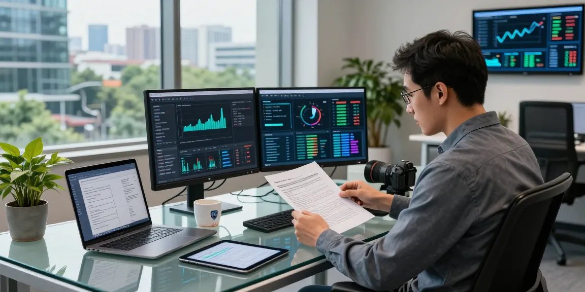 Detect fraud in PDF documents using AI technology in a modern office.