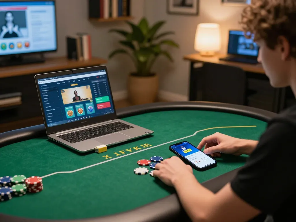 Person enjoying an online poker game with the FLY88 app on their smartphone.