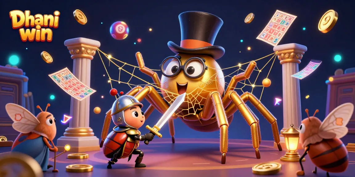 Dhani win showcases thrilling lottery games in a vibrant 3D illustration filled with excitement and entertainment.