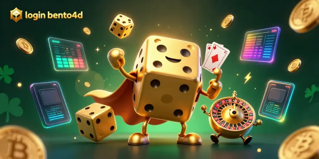 Engage in excitement with login bento4d through a vibrant 3D casino illustration.