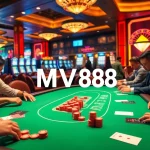 Engaging scene of players enjoying the MV88 game at an upscale casino with vibrant action.